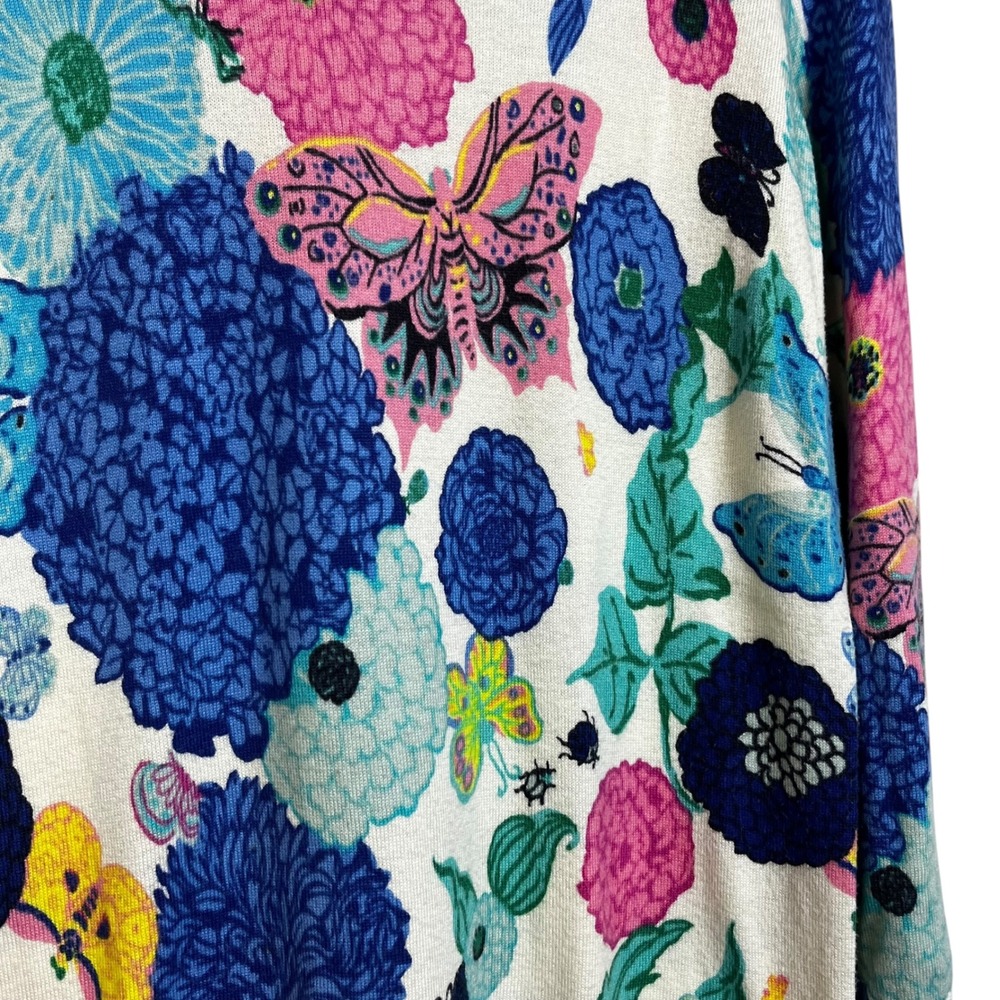 Talbots Sweater Floral Butterfly Print Boat Neck‎ 3/4 Sleeve S Grandmacore Boho - Picture 3 of 8